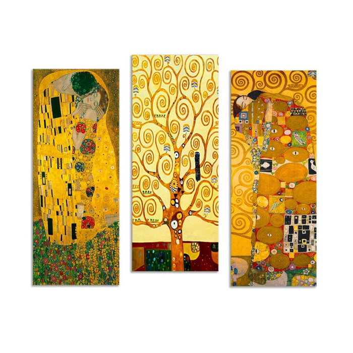 Wallity Set de 3 Cuadros Decorativos de Gustav Klimt en MDF Wallity Set de 3 Cuadros Decorativos de Gustav Klimt en MDF